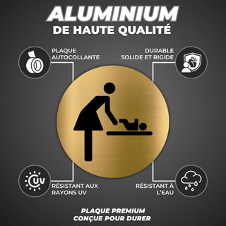 LEIASA | Goldenes Schild Wickelraum Mutter & Baby - Ø 10 cm - Stärke 0