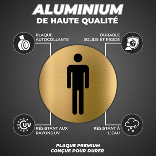 LEIASA | Panneau WC Homme - Ø 10 cm - Épaisseur 0,8 mm - Aluminium - P