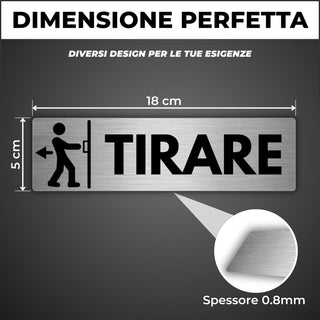 LEIASA | Segnale adesivo Tirare dalla Porta - 5 x 18 cm - Spessore 0,8
