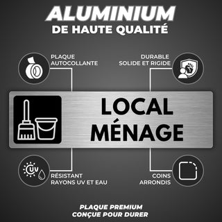 LEIASA | Panneau Local Ménage - 5x18 cm - Aluminium - Pancarte Local d