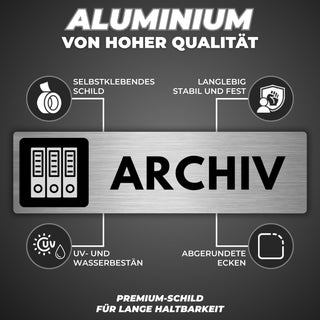 LEIASA | Schild Archiv - 5x18 cm - Aluminium - Aktenraum Schild - Türs