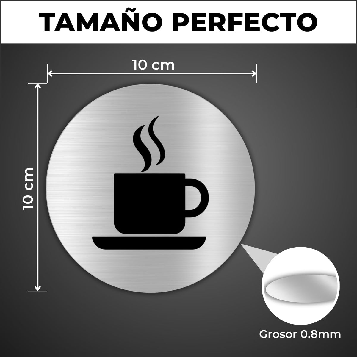 LEIASA | Cartello Caffetteria Punto Ristoro · Alluminio Ø 100 mm