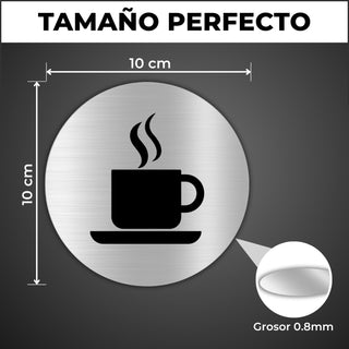 LEIASA | Cartello Caffetteria Punto Ristoro · Alluminio Ø 100 mm