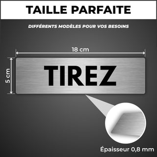 LEIASA | Plaque Tirez Porte - 5x18 cm - Épaisseur 0,8 mm - Aluminium -