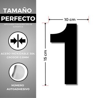 LEIASA | Numéro Adhésif Maison - 150 mm - Acier Inoxydable 304 - Nº 1 