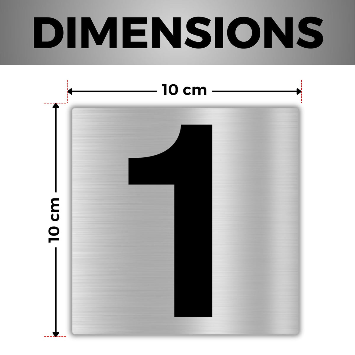 LEIASA | Numéro Autocollant Maison - 10x10 cm - Aluminium - N° 1 - Num