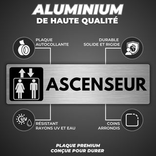 LEIASA | Panneau Ascenseur - 5x18 cm - Aluminium - Pancarte Direction 