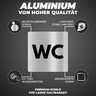 LEIASA | Schild WC - 12x12 cm - Aluminium - Toilette - Toilettenschild