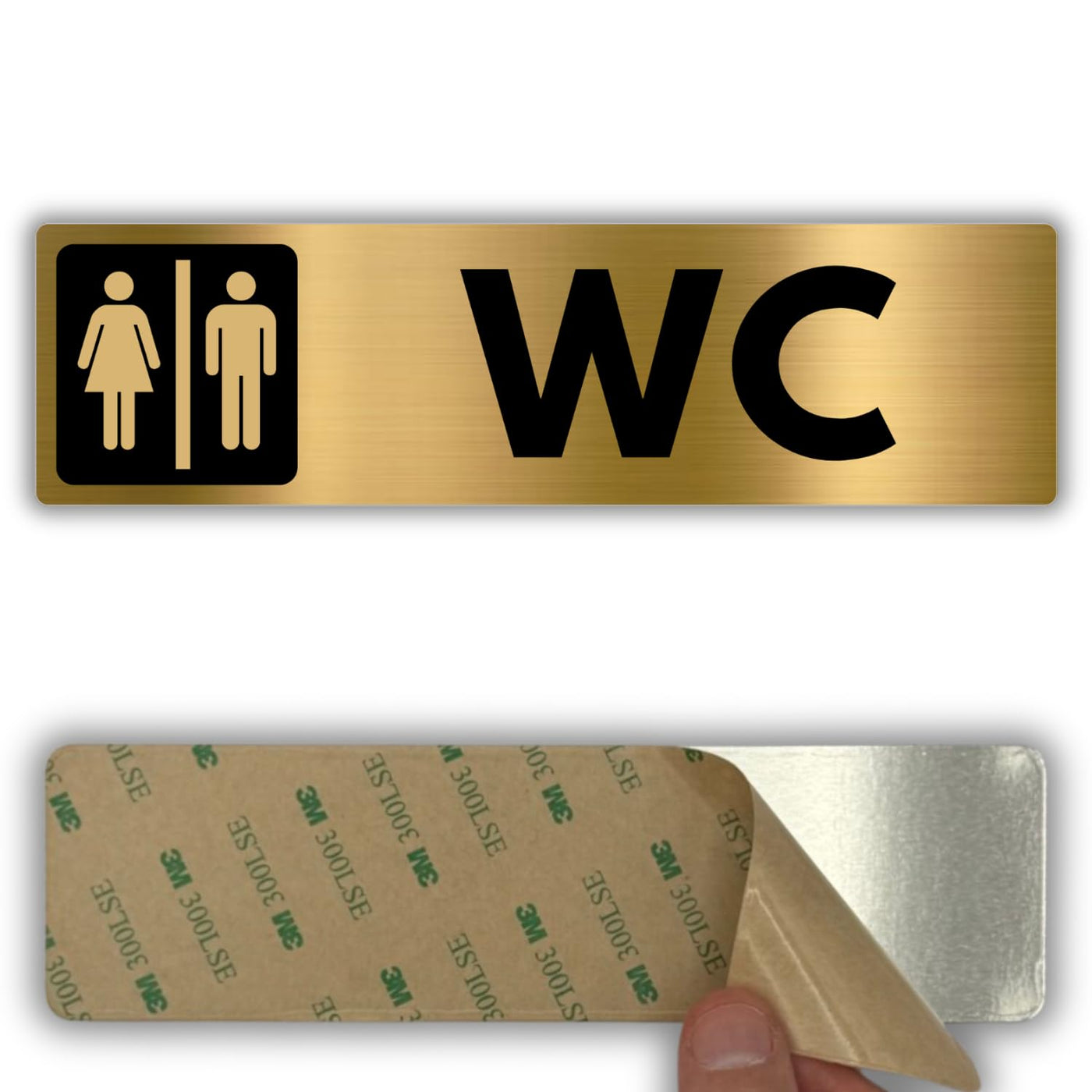 LEIASA | Schild WC Damen Herren - 5x18 cm - Aluminium - Hinweisschild 