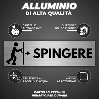 LEIASA | Segnale adesivo Spingere Porta - 5x18 cm - Spessore 0,8 mm - 