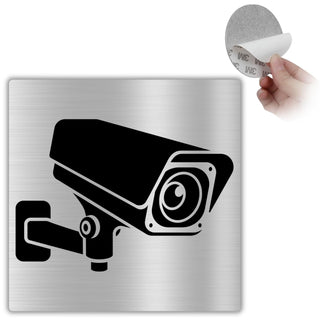 LEIASA | Schild Videoüberwachung - 10x10 cm - Aluminium - Hinweisschil