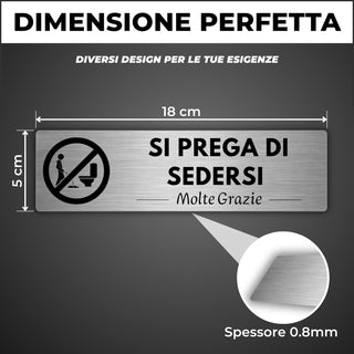 LEIASA | Segnale Vietato Urinare in Piedi - 5x18 cm - Alluminio - Cart