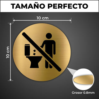 LEIASA | Segnale Dorato Non Gettare nel WC - Ø 10 cm - Spessore 0,8 mm