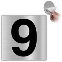 LEIASA | Hausnummer Selbstklebend - 10x10 cm - Aluminium - Schild Apartment Hotel - Nummerierung Außen Innen - Briefkasten Aufkleber - Ziffernschild - Dicke 0.8mm (9)