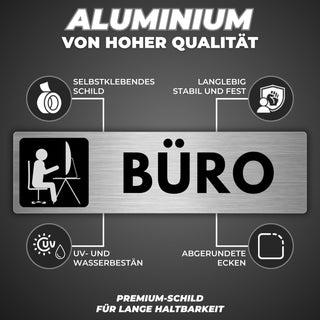 LEIASA | Schild Büro - 5x18 cm - Aluminium - Türschild Büroraum - Hinw