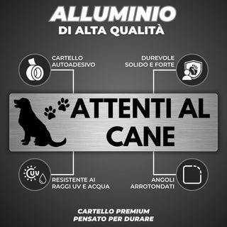 LEIASA | Segnale adesivo Attenti al cane - 5x18 cm - Spessore 0,8 mm -