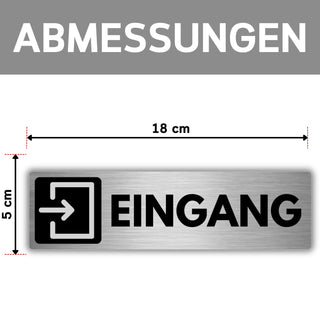 LEIASA | Selbstklebendes Schild Eingang - 5x18 cm - Dicke 0,8 mm - Rec