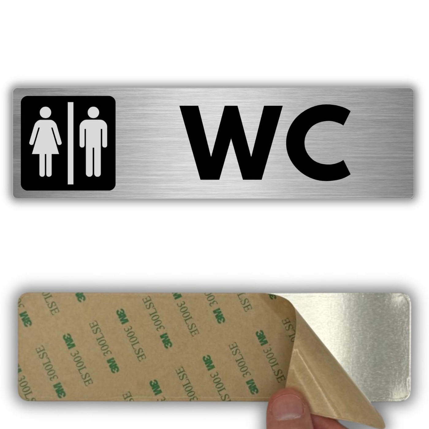 LEIASA | Schild WC Damen & Herren - 5 x 18 cm - Stärke 0,8 mm - Alumin