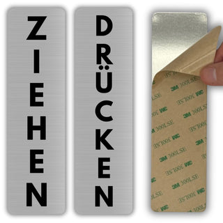 LEIASA | Schild Drücken Ziehen - 5x18 cm - Aluminium - Türschilder Set