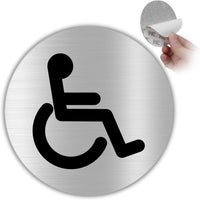 LEIASA | Selbstklebendes Behinderten-Toilettenschild - Aluminium - Dicke 0,6 mm - Durchmesser Ø 100 mm - Toilettenbeschilderung - Behindertentoilettenschild -  (Behinderten-Toilettenschild)