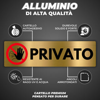 LEIASA | Segnale Privato - 5x18 cm - Alluminio - Cartello Zona Privata