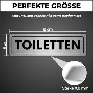 LEIASA | Selbstklebendes Schild Toiletten - 5x18 cm - Aluminium - Hinw