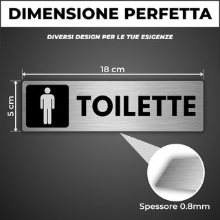 LEIASA | Segnale adesivo Bagno Uomo - 5x18 cm - Spessore 0,8 mm - Allu