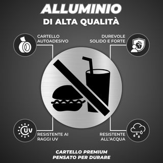 LEIASA | Segnale adesivo No Cibo No Bevande - Diametro Ø 100 mm - Spes