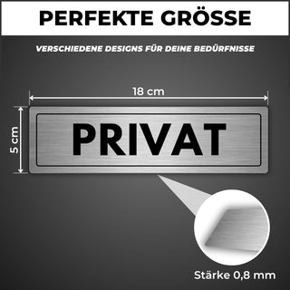 LEIASA | Schild Privat - 5x18 cm - Aluminium - Türschild Privatbereich
