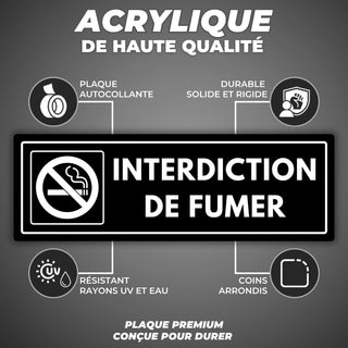 LEIASA | Panneau Interdiction de Fumer - 7,5 x 23 cm - Épaisseur 2 mm 