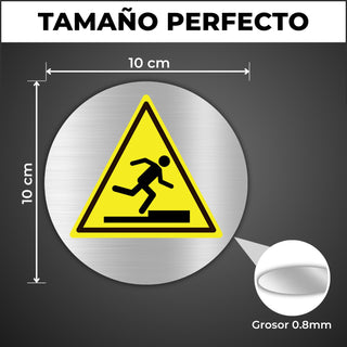LEIASA | Cartello Attenzione Scalino · Alluminio Ø 10 cm