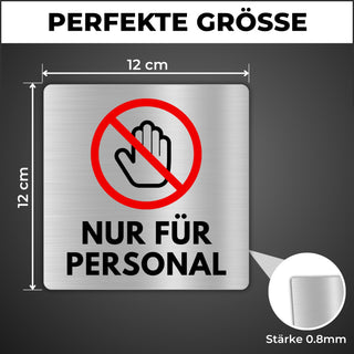 LEIASA | Schild Nur Für Personal - 12x12 cm - Aluminium - Personalbere