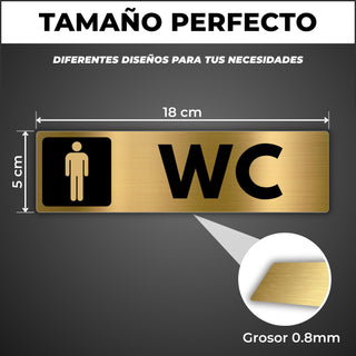 LEIASA | Panneau Toilettes Hommes - 5x18 cm - Aluminium - Panneau WC H