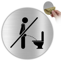 LEIASA | Schild Bitte im Sitzen pinkeln - 10x10 cm - Aluminium Gold - Hinweisschild WC Hygiene - Aufkleber Toilette - Stehpinkler verboten - Grosor 0.8mm - (Nicht Urinieren)