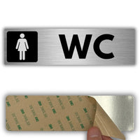 LEIASA | Schild WC Herren - 5 x 18 cm - Stärke 0,8 mm - Aluminium - Selbstklebende Platte - Herrentoilette - Piktogramm - (Damen-WC)