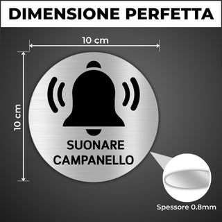 LEIASA | Segnale Adesivo Suonare Campanello - Diametro Ø 100 mm - Spes