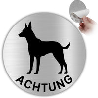 LEIASA | Selbstklebendes Schild Vorsicht vor dem Hund - Durchmesser Ø 100 mm - Dicke 0,8 mm - Aluminium - Schild Achtung Wachhund - Zeichen Vorsicht  - 3M-Klebeschild - Warnung Gefährlicher Hund