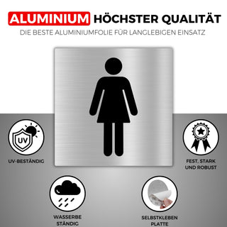LEIASA | Selbstklebendes Damen-WC-Schild - 10x10 cm - Aluminium - 0,8 