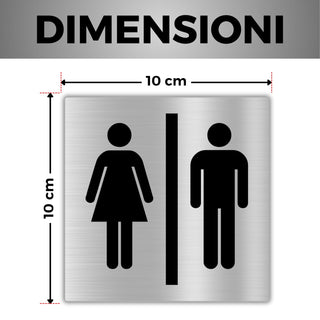 LEIASA | Cartello Adesivo Bagno Unisex - 10x10 cm - Spessore 0,8 mm - 