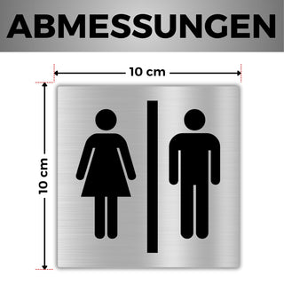 LEIASA | Selbstklebendes Unisex WC Schild - 10x10 cm - 0,8 mm Dicke - 