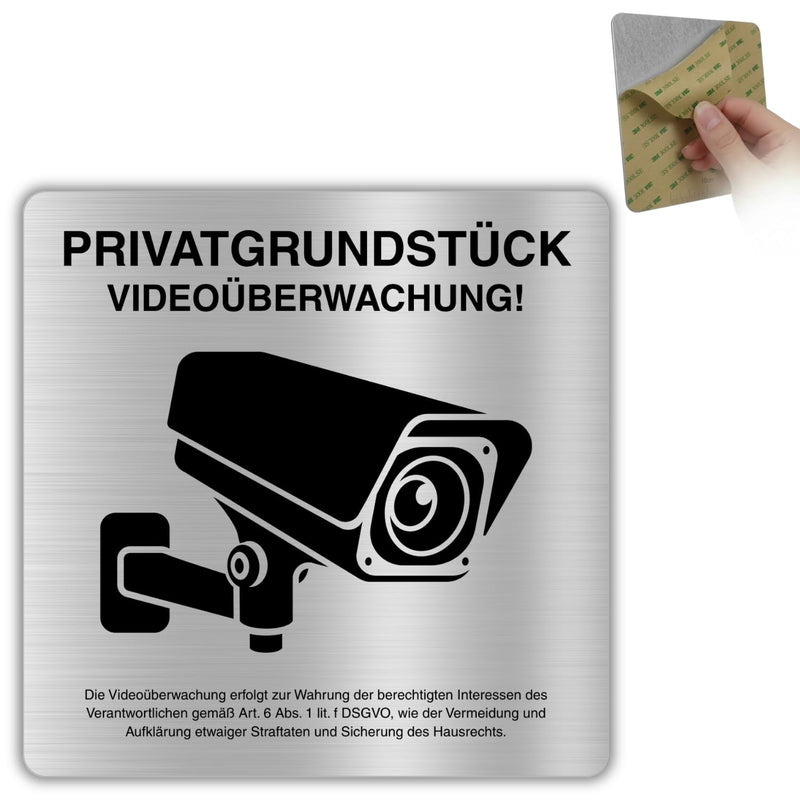 LEIASA | Schild Videoüberwachung - 12x12 cm - Aluminium - Achtung Kame