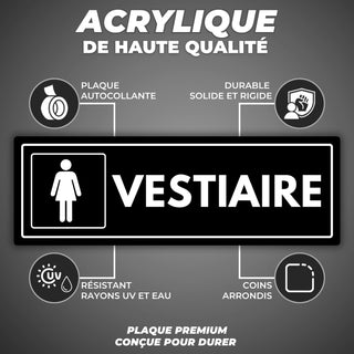 LEIASA | Panneau Vestiaire Femmes - 7,5 x 23 cm - Épaisseur 2 mm - Acr