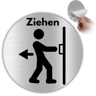 LEIASA | Selbstklebendes Schild Ziehen an der Tür - Durchmesser Ø 100 