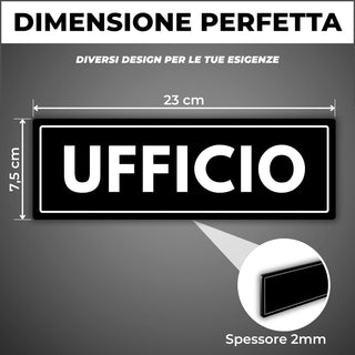 LEIASA | Segnale Ufficio - 7,5 x 23 cm - Spessore 2 mm - Acrilico - Ta