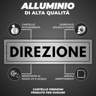 LEIASA | Cartello Direzione - 5x18 cm - Spessore 0,8 mm - Alluminio - 
