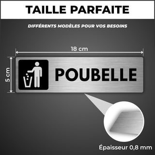 LEIASA | Plaque Poubelle - 5x18 cm - Épaisseur 0,8 mm - Aluminium - Pa