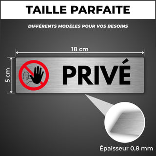 LEIASA | Plaque Privé - 5x18 cm - Épaisseur 0,8 mm - Aluminium - Panne