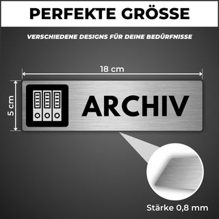 LEIASA | Schild Archiv - 5x18 cm - Aluminium - Aktenraum Schild - Türs