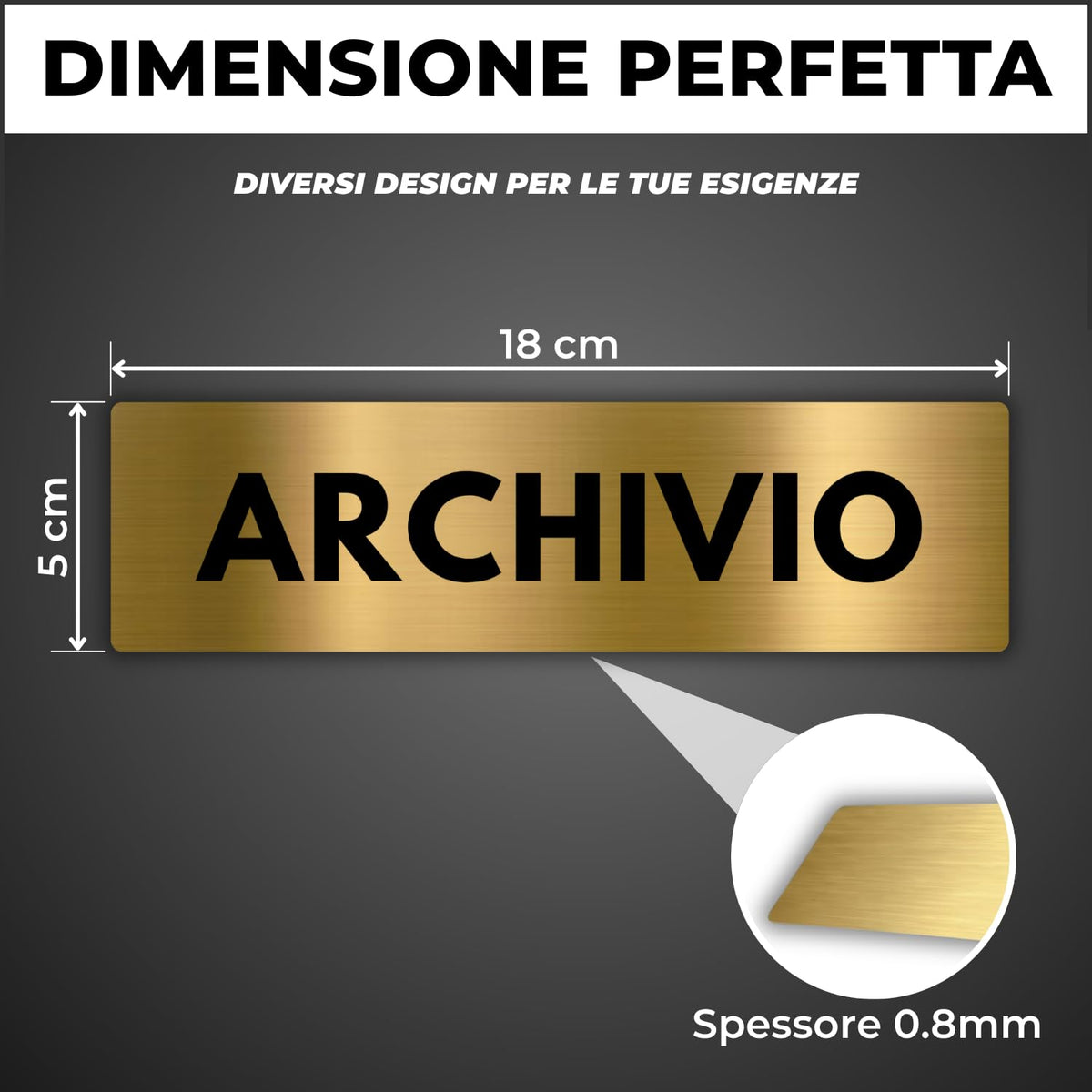 LEIASA | Segnale Archivio - 5x18 cm - Alluminio - Targa Documenti - In