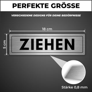 LEIASA | Schild Ziehen - 5 x 18 cm - Stärke 0,8 mm - Aluminium - Selbs